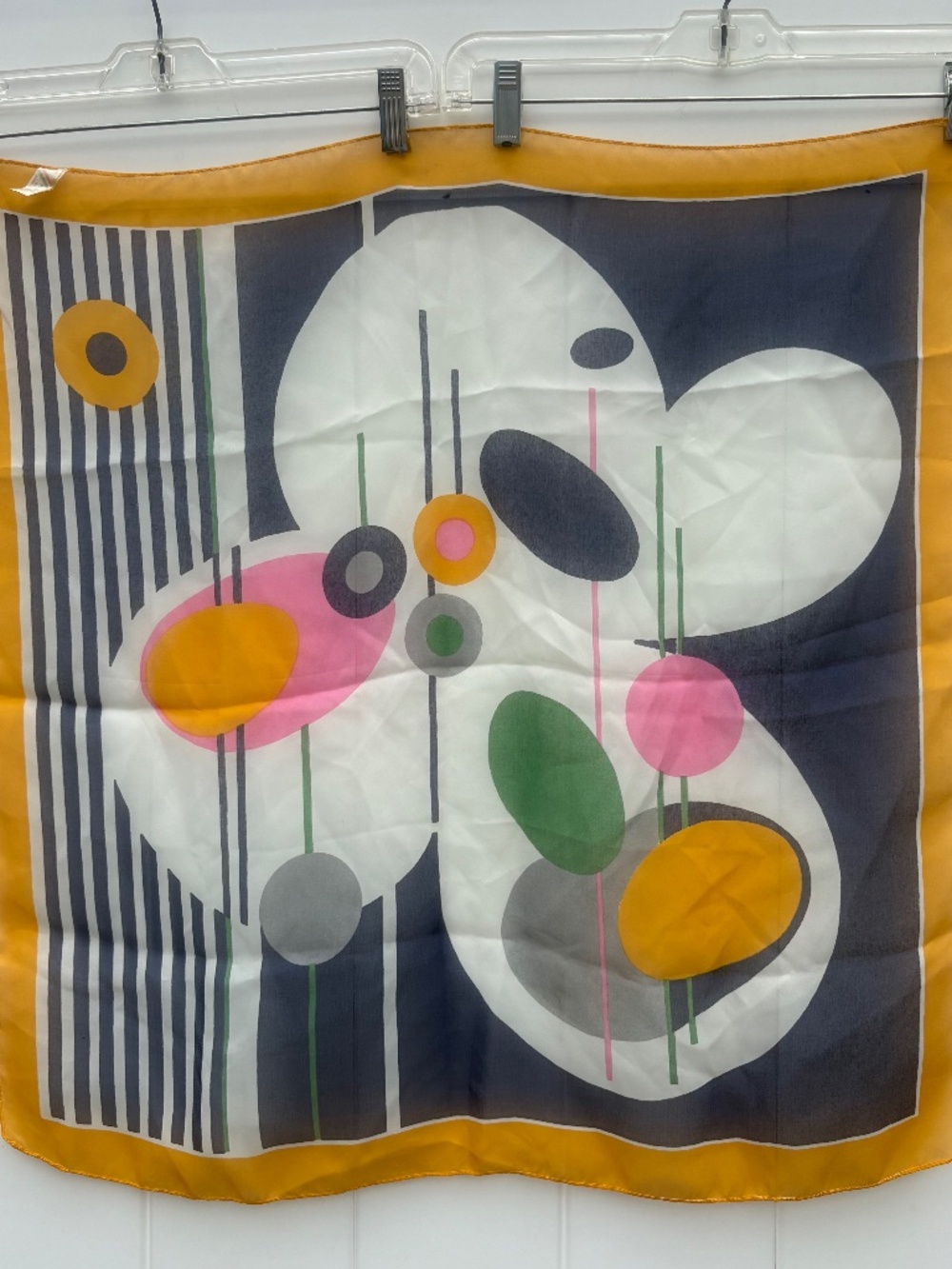 Vintage Italian Abstract Mid-Century Modern Polyester Scarf